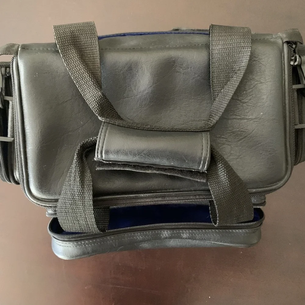 CBS Sports (Gold Embroidered) Branded Leather 3‎ Pocket Camera/Camcorder Bag